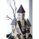 10x8.3x13.5 Cardboard Lighted Haunted House, Black Beige Tabletop Holiday Halloween Decor, Battery Powered EX-STOCK
