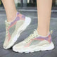 Casual Colorblock Lace-up Sneakers Girls Versatile Breathable Lightweight Walking Running Shoes - EX-STOCK CANADA