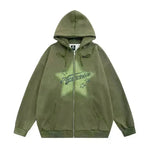 American street Star Printed Hoodie Cardigan unisex for fall winter - EX-STOCK CANADA