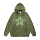 American street Star Printed Hoodie Cardigan unisex for fall winter - EX-STOCK CANADA