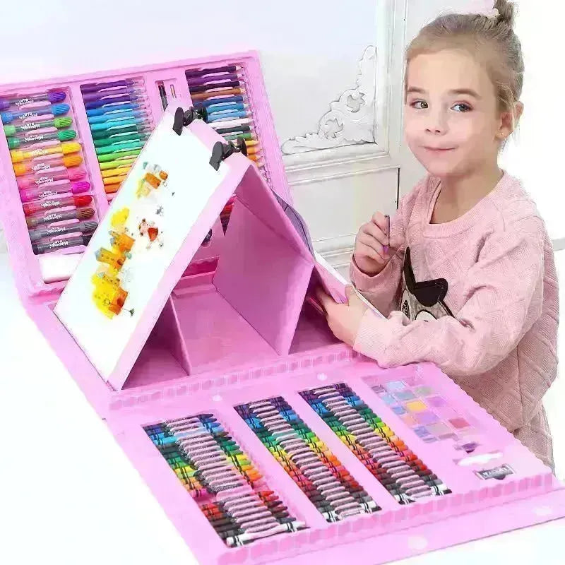 Double Panel Easel Version Watercolor Pen Set Brush Crayon Oil Pastel Children Painting Coloring Drawing Art set.
