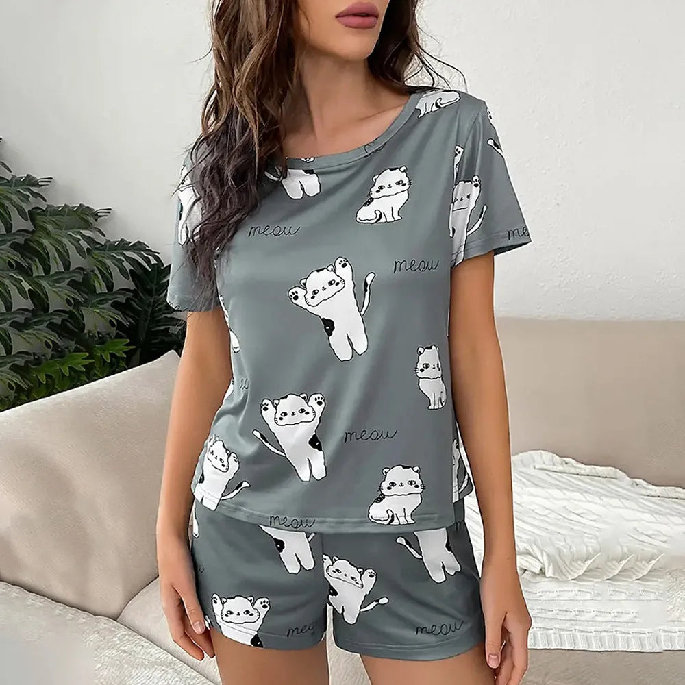 Abbigliamento per sonno e salotto da notte in pigiama da 2 pezzi