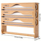 Bamboo Plastic Wrap Cutter With Paper Towel Holder Kitchen Wall-mounted Tinfoil Cutter With Three-grid Cutter And Paper Towel Storage Rack EX-STOCK