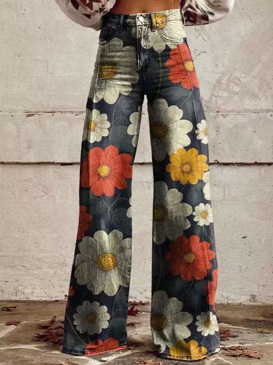 New 3D Thermal Transfer Speaker Simulation Denim Trousers Loose Pants All-matching 