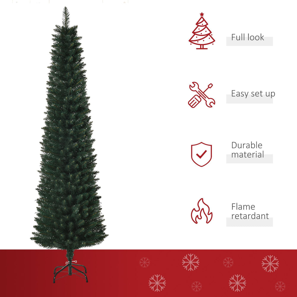 6FT Artificial Christmas Tree Xmas Pencil Tree Holiday Home Indoor Decoration With Foldable Black Stand For Party, Green EX-STOCK Canada 