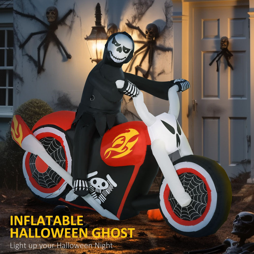 6' Long Halloween Grim Reaper Flaming Motorcycle Outdoor LED Lighted Airblown Inflatable Decoration Holiday Seaon Garden Lawn Decor EX-STOCK Canada 