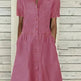 Women's European And American Lapel Casual loose button down Midi Denim jeans Mum Dress - EX-STOCK CANADA