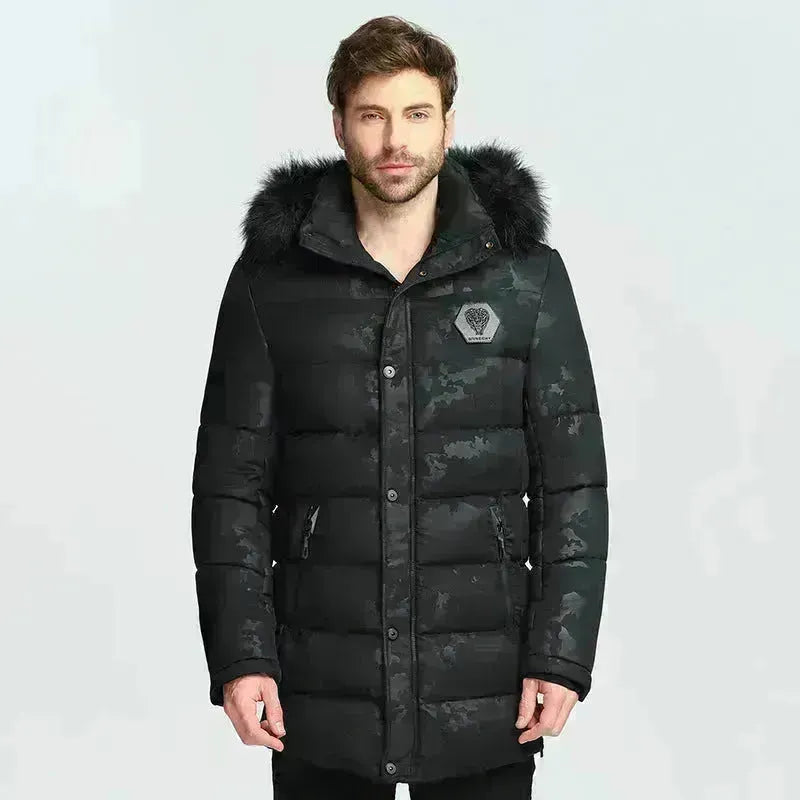 Men's Faux Fur collar Cotton padded Thick Long Puffer Winter Jacket