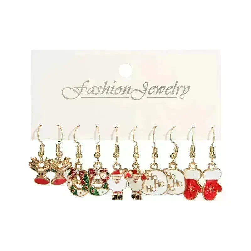 Christmas Stud Combination Suit Snowflake Elk Earrings - EX-STOCK CANADA