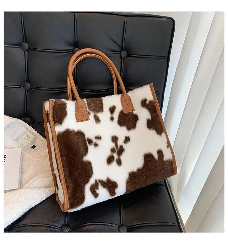 Leopard Animal Skin Large-capacity Handbag Fashion Western Plush - EX-STOCK CANADA