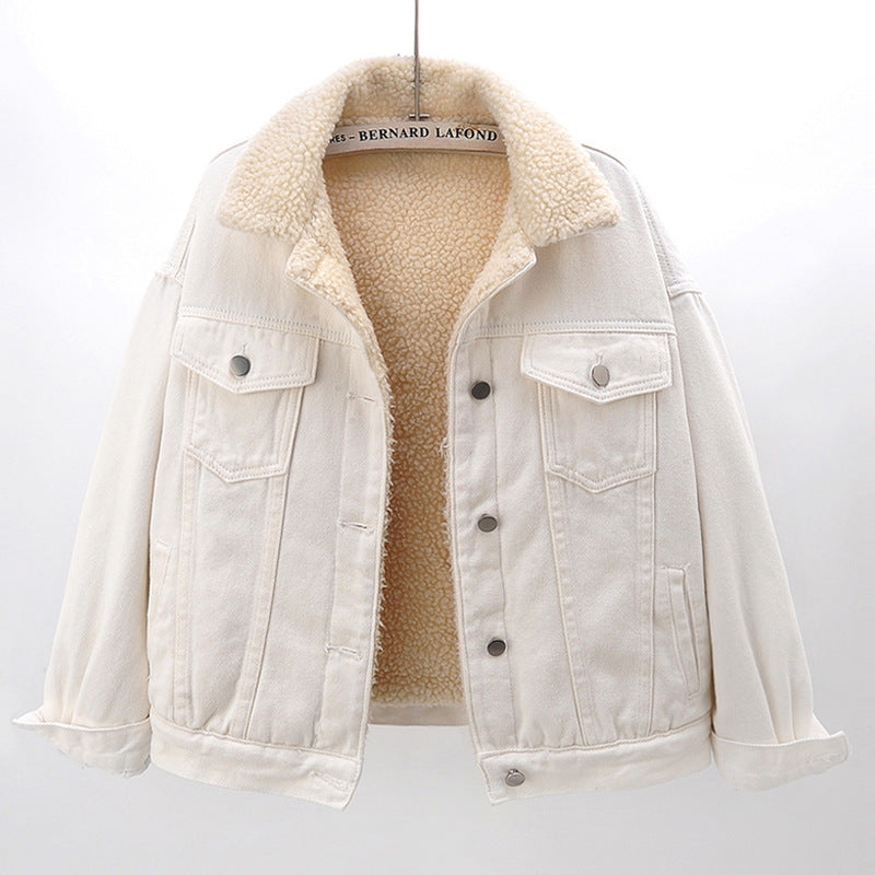 Lamb Wool Thickened Plus Velvet Denim Jacket Women EX-STOCK Canada 