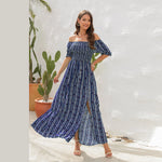 Elegant Off shoulder Spring Summer Maxi dress Slit Chiffon maxi dress for Beach vacation resort travel - EX-STOCK CANADA