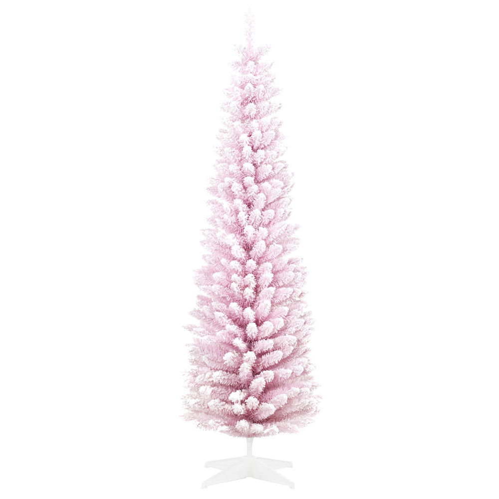 7ft Flocked Christmas Tree, Pencil Artificial Christmas Tree With Realistic Branches EX-STOCK Canada 