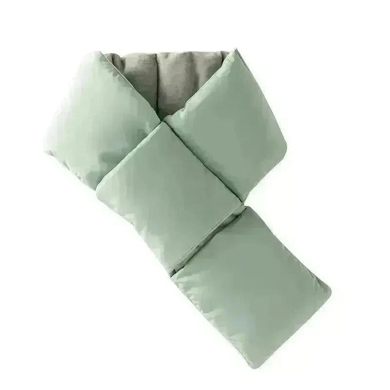 Warm Cross-design Pocket Scarf For Women Winter Outdoor Sports Skiing Cold-proof Down Cotton Plus Velvet Short Scarf - EX-STOCK CANADA