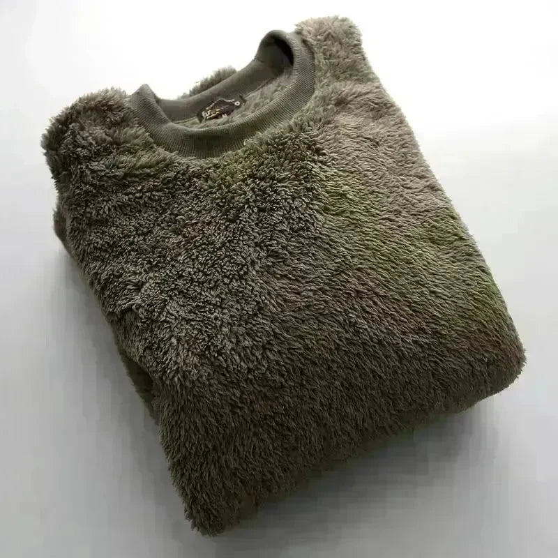Autumn And Winter Plush Fuzzy Crewneck Pullover top for male - EX-STOCK CANADA