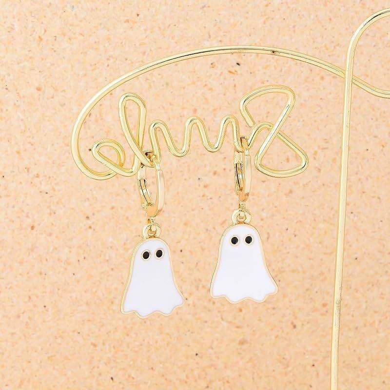 Halloween Ghost Earrings For Women Gold Ghost Huggie Hoop Earrings Halloween Jewelry Cute BOO Halloween Earrings EX-STOCK