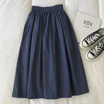 Solid Color Women Workwear Pleated Midi Skirt - EX-STOCK CANADA