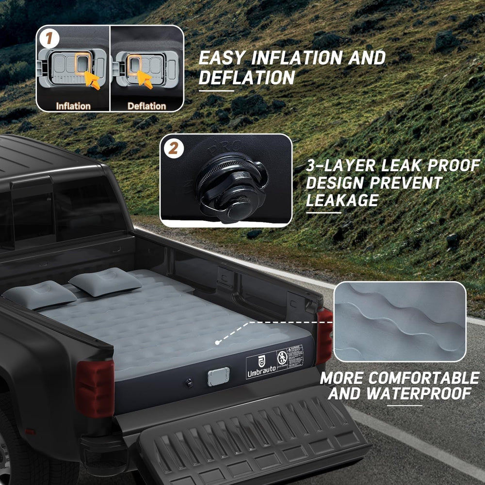 Truck Bed Air Mattress For 6.0-6.5ft Full-size Short Beds, Easily Inflates And Deflates With Built-In Rechargeable Air Pump Camping Bed Outdoor Mattress EX-STOCK