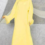 Feather Long Sleeve Middle East Arabic Elegant Round Neck Dress - EX-STOCK CANADA