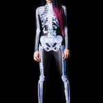 Halloween Long Sleeve Tights See-through Skeleton 3D Printed One-piece EX-STOCK