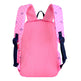 Pink backpack with polka dot straps on a white background