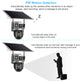 Solar security camera with PIR motion detection features on a white background