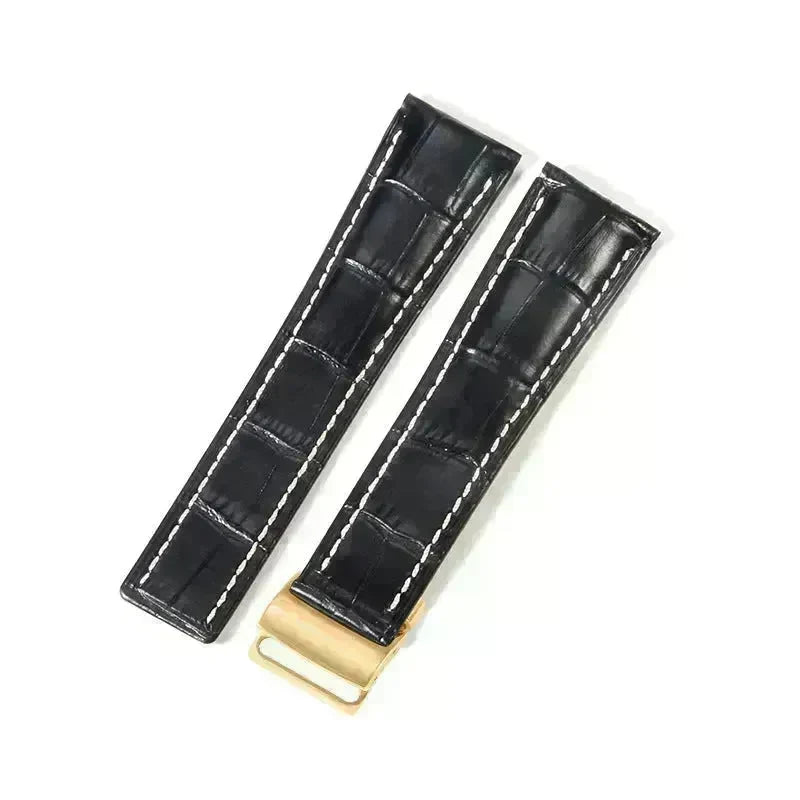 22mm 24mm Black Brown Blue Bamboo Grain Cowhide Watch Strap - EX-STOCK CANADA