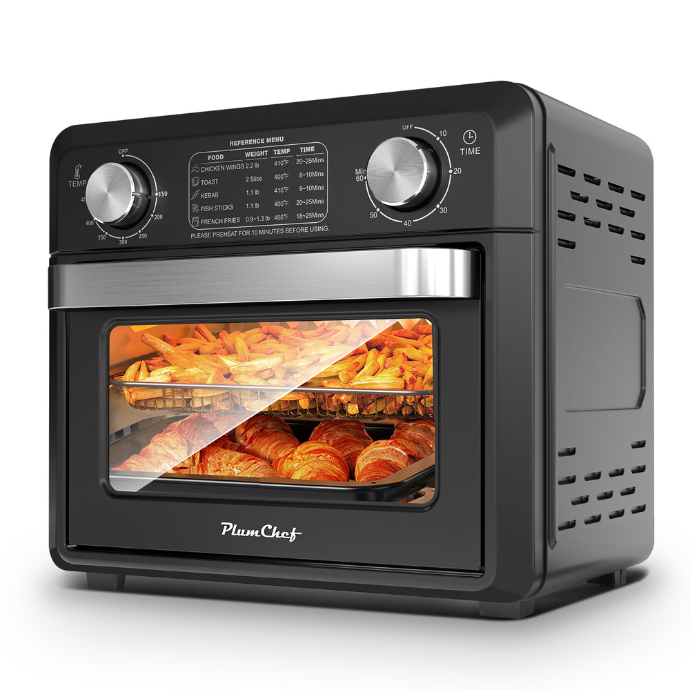11QT Compact Air Fryer Toaster Oven, 1000W, Convection Countertop, With Reference Menus, 2-Slice Toaster, Adjustable Time And Temperature, Black EX-STOCK Canada 