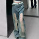 Retro Washed Ripped Baggy Jeans Pant For Women Summer Hollow Out - EX-STOCK CANADA