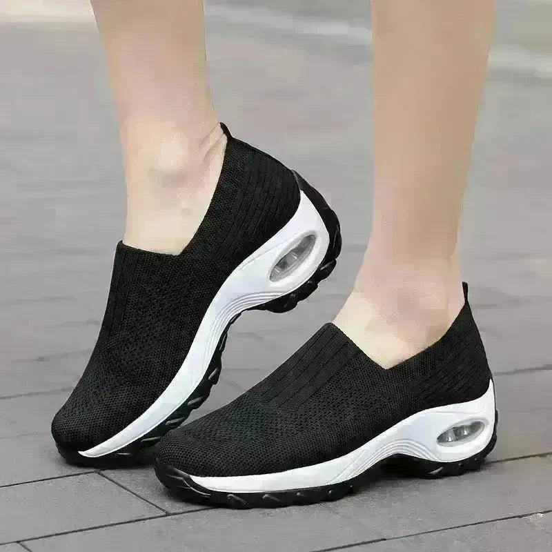 Mesh Sports Shoes Breathable Slip On Air Cushion Sneakers Casual Thick Bottom Heightened Shoes for Women - EX-STOCK CANADA
