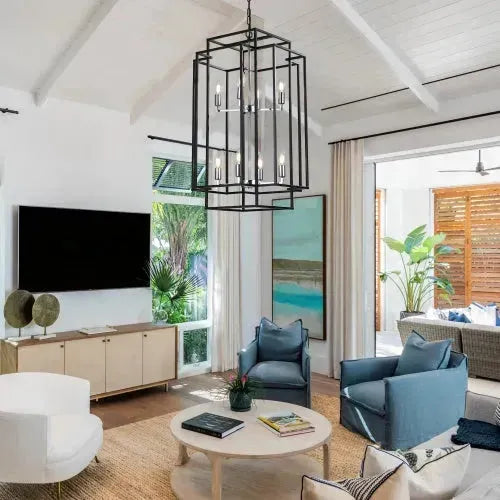8 Lantern Tiered Chandeliers, Industrial Farmhouse Chandeliers - EX-STOCK CANADA