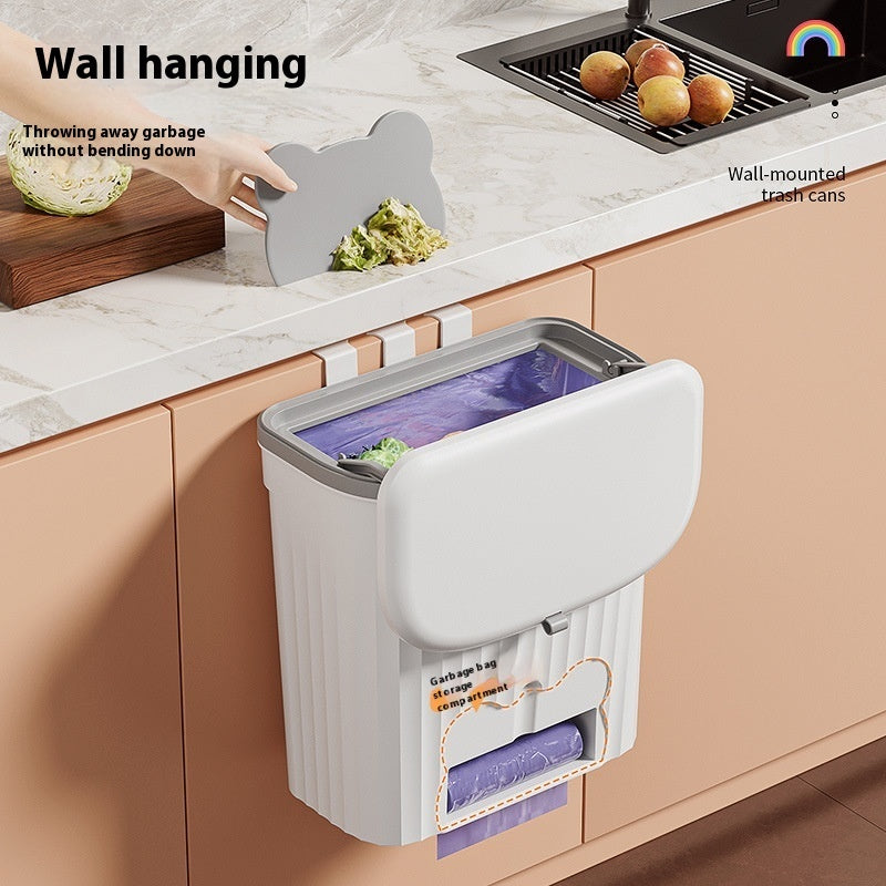 Wall-mounted Household Toilet Kitchen Waste Storage Bucket With Lid