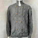 Men's Pure Color Half Collar Double-breasted Knitted Sweater Coat