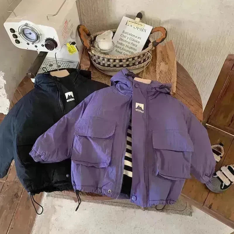 Children Fashion Personality Hoodie Padded Windproof  Winter Coat Jacket Kids - EX-STOCK CANADA