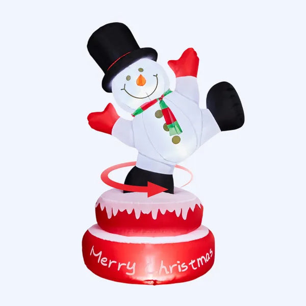 4.8FT Lighted Christmas Inflatable Decoration, Large Rotating Snowman With Motor, Funny Blow Up Yard Decorations With Built-in LED Lights For Holiday Party Front Yard Lawn Garden Decor EX-STOCK Canada 
