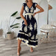 Women's Summer Flowy Maxi Dress Casual Cap Sleeve V Neck Smocked Waist Beach Sundress EX-STOCK