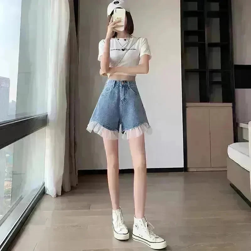 High Waist Design Denim Shorts For Women - EX-STOCK CANADA