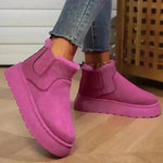 Botas de nieve de invierno moda zapatos de algodón plano de lana gruesa