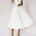 Charming V-neck Suspender Dress Summer Fashion A-Line Long Dresses For Women Sleeveless Skater Dress for Wedding cocktail evening  dinner party events - EX-STOCK CANADA