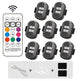 Set of LED lights with remote control and accessories on a white background