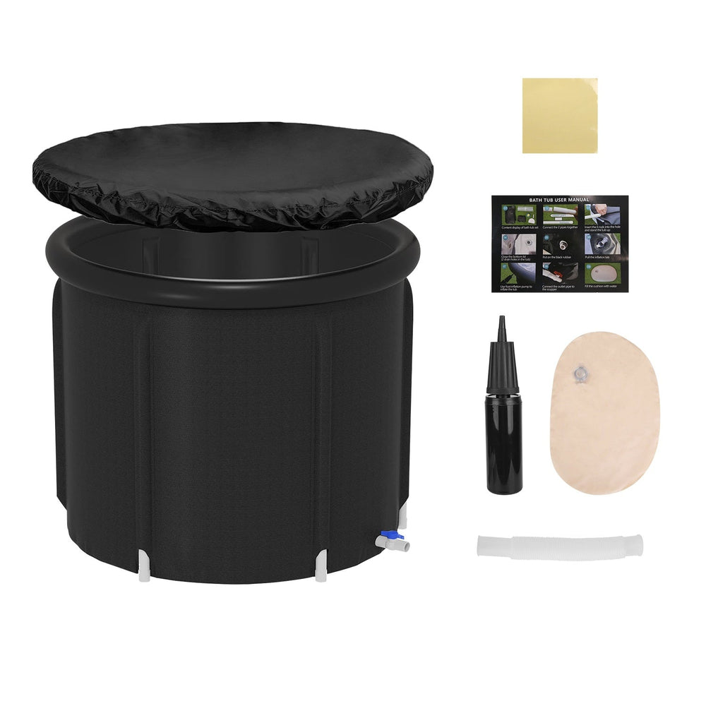 1Pc 97Gal Large Size Ice BathTub With Cover For Adults Athletes Recovery Cold Water Therapy Outdoor Portable Cold Plunge Tub 660LBS Load Capacity 33.46x33.46x29.52in EX-STOCK