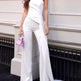 Women's Strapless Tube Top & Wide-Leg Trousers Set – Asymmetric Hem | Elegant White Co-Ord | Sizes XS–XL