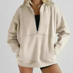 Media cremallera de la mujer Fashion Fashion Casual Ejercicio de sudadera de sudadera de gran tamaño