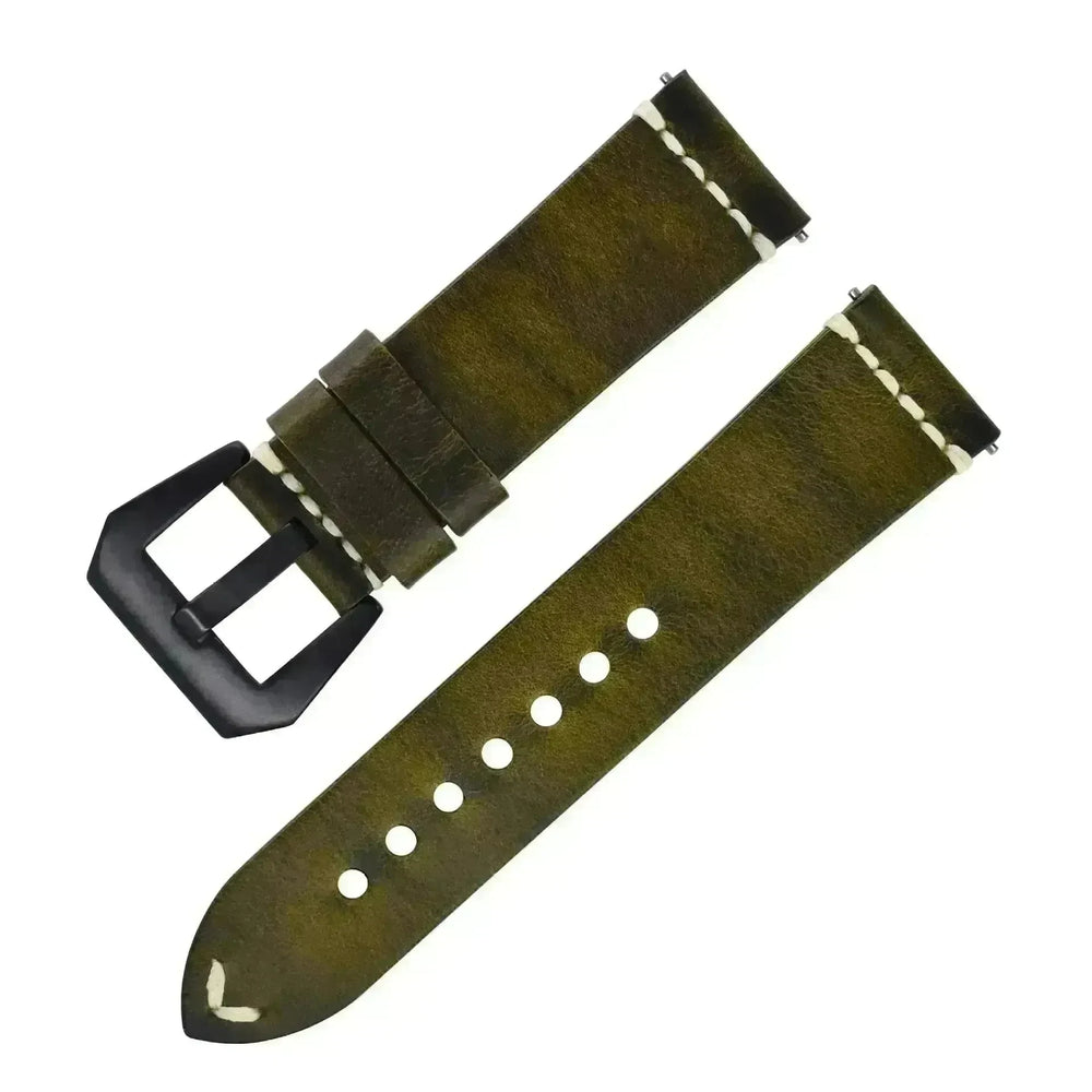 Discoloring Oil Wax Top Layer Cowhide Watch Strap - EX-STOCK CANADA