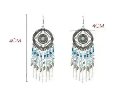 Beaded fringed hollow earrings - EX-STOCK CANADA
