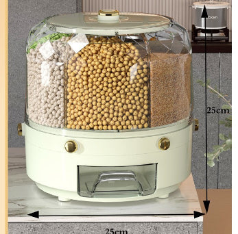 Large Food Storage Container 360 Rotating Rice Barrels Sealed Cereal Dispenser Rice Tank Grain Box Kitchen Storage Container 