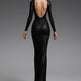Women's Black Deep V-Neck Backless Maxi Dress – Wet Look Long Sleeve Bodycon | Party & Evening | Sizes XS–XL 2