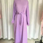 Feather Long Sleeve Middle East Arabic Elegant Round Neck Dress - EX-STOCK CANADA