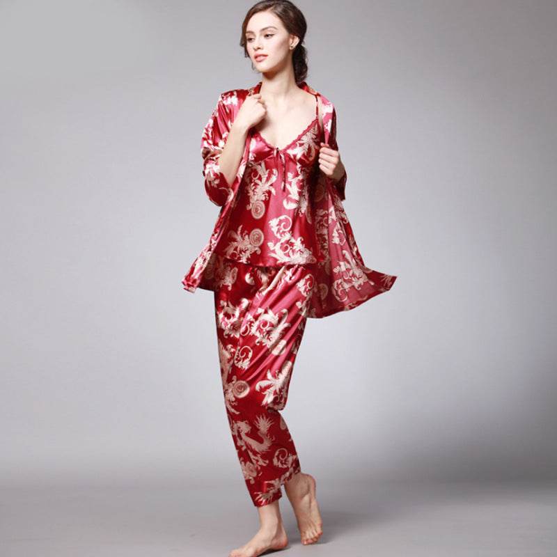 Three-piece silk pajamas for women EX-STOCK