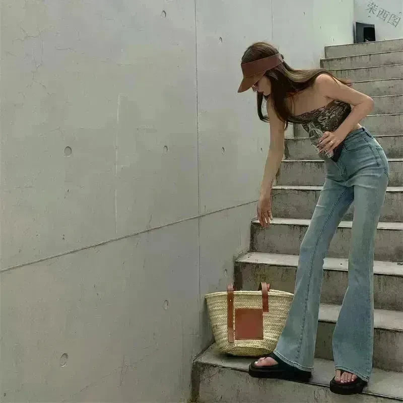 Retro Bootcut Jeans Women's Thin Section High Waist Slim Fit - EX-STOCK CANADA